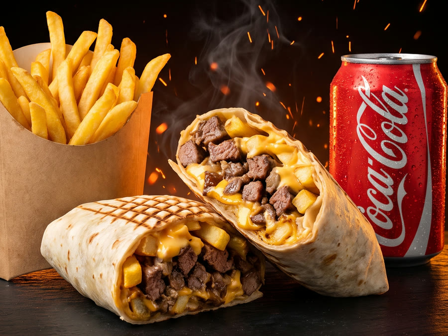 Okse Boss Menu — Okse Boss Tacos med pommes frites og Coca-Cola