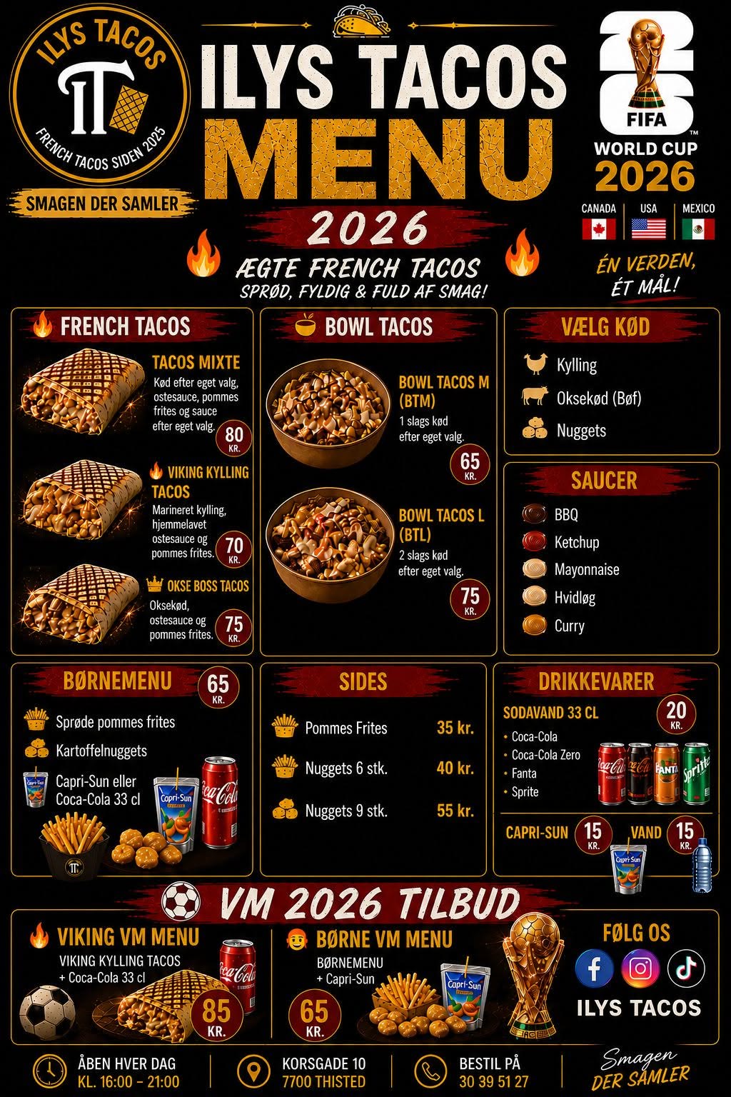 ILYS Tacos menukort 2026 med alle retter og priser